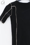 BASERANGE Ruffled Ribbed Cotton T-shirt BAS-TTO3-RB-SU24-HEI Black TTO3-RB-000